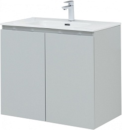 Aquanet Тумба с раковиной Алвита New 70 2 дверцы подвесная серая матовая – фотография-3